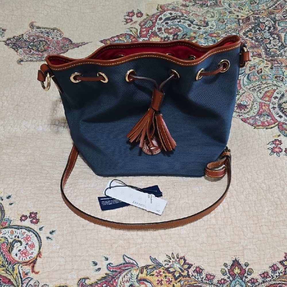 Dooney & Bourke Blue and Tan Shoulder Bag In Great Condition.  Barely Used.